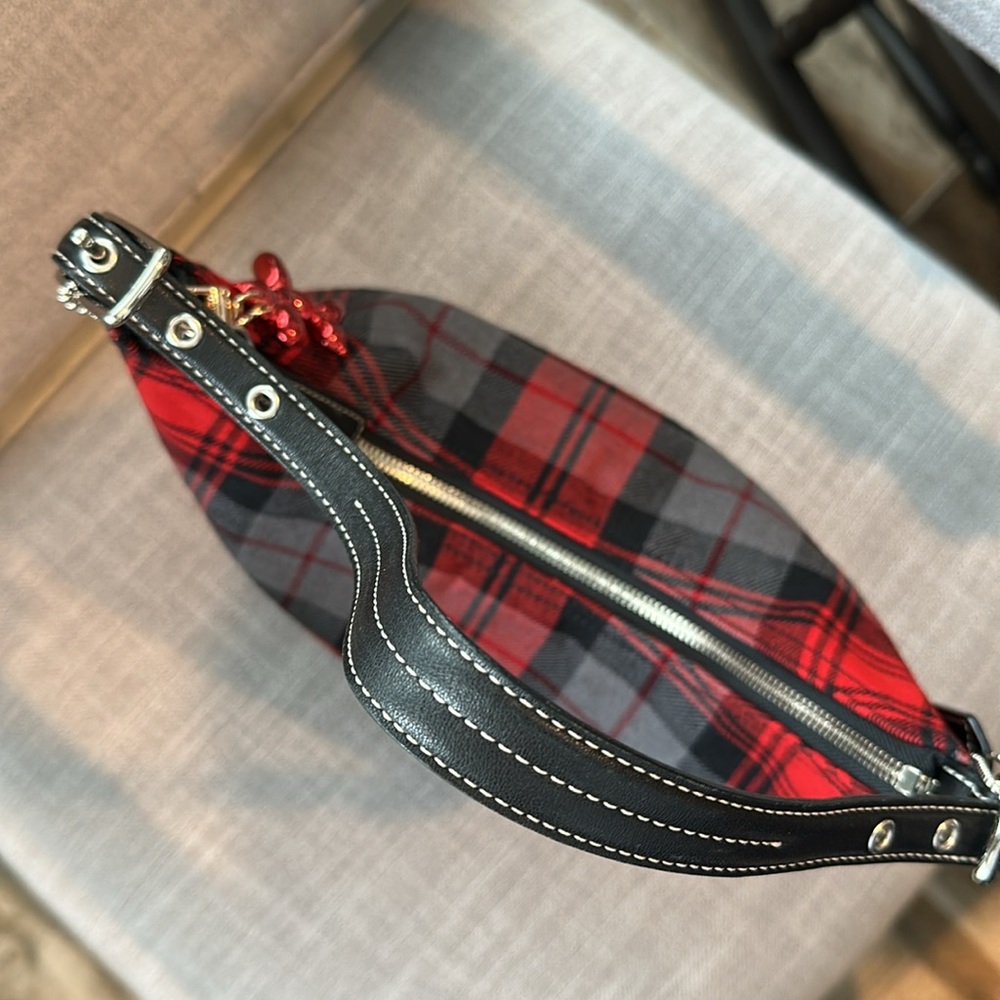 Coach Red and Black Plaid Mini Bag - Picture 8 of 16